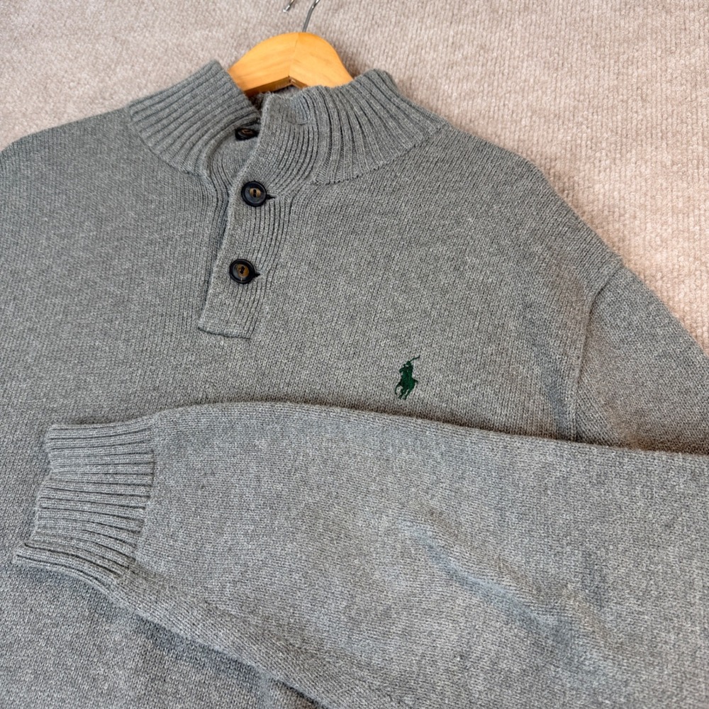 Polo Ralph Lauren Mens‎ Grey Mock Neck Button Sweater XXL Big Tall